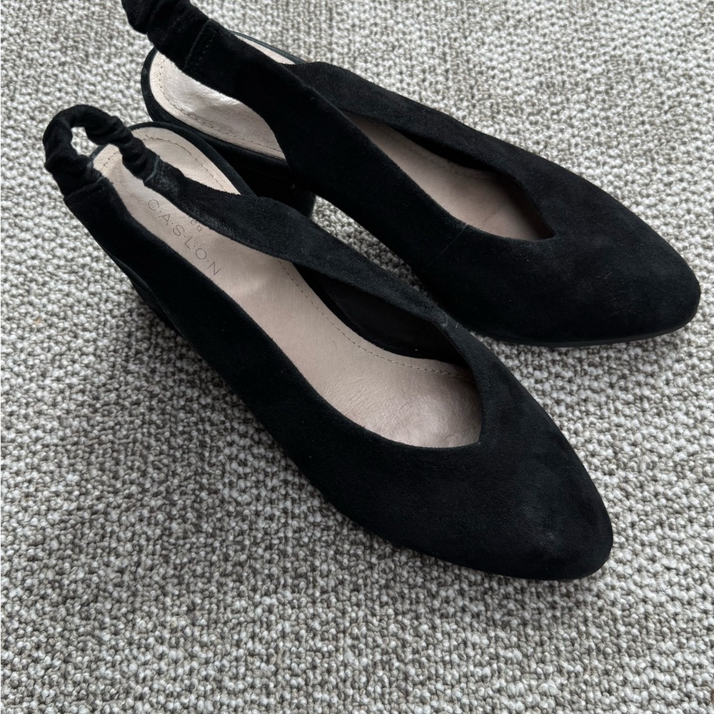 Caslon Black Suede Slingback Block Heel Pumps - Picture 2 of 6
